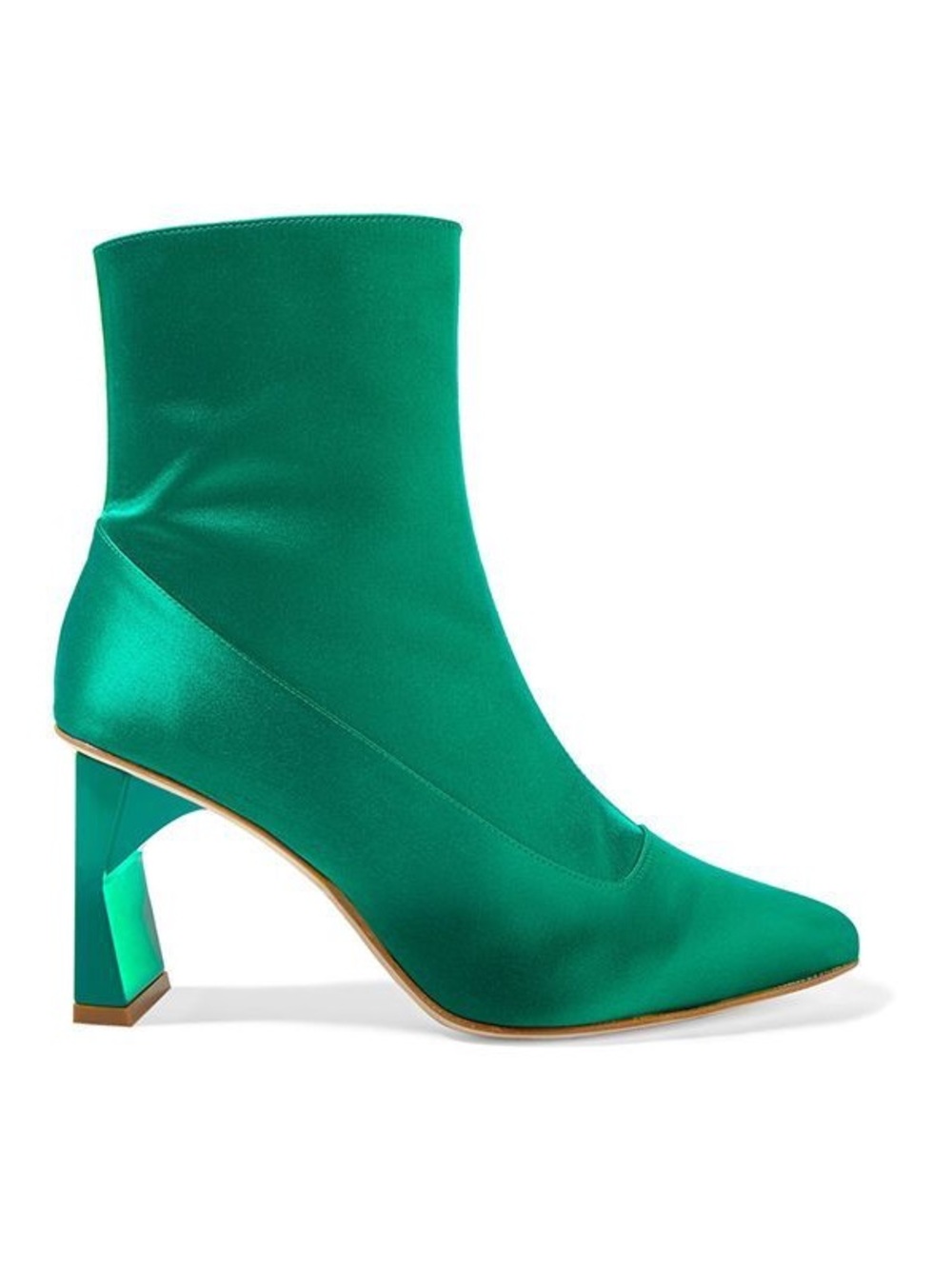 Tibi Emerald Alexis Satin Sculpted Heel Ankle Boots, Kelly green